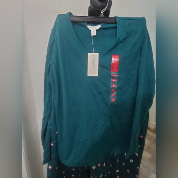 Charter Club V-Neck T-Shirt & Flannel Pants Pajama Set, Created for Macy's - Picture 2 of 4